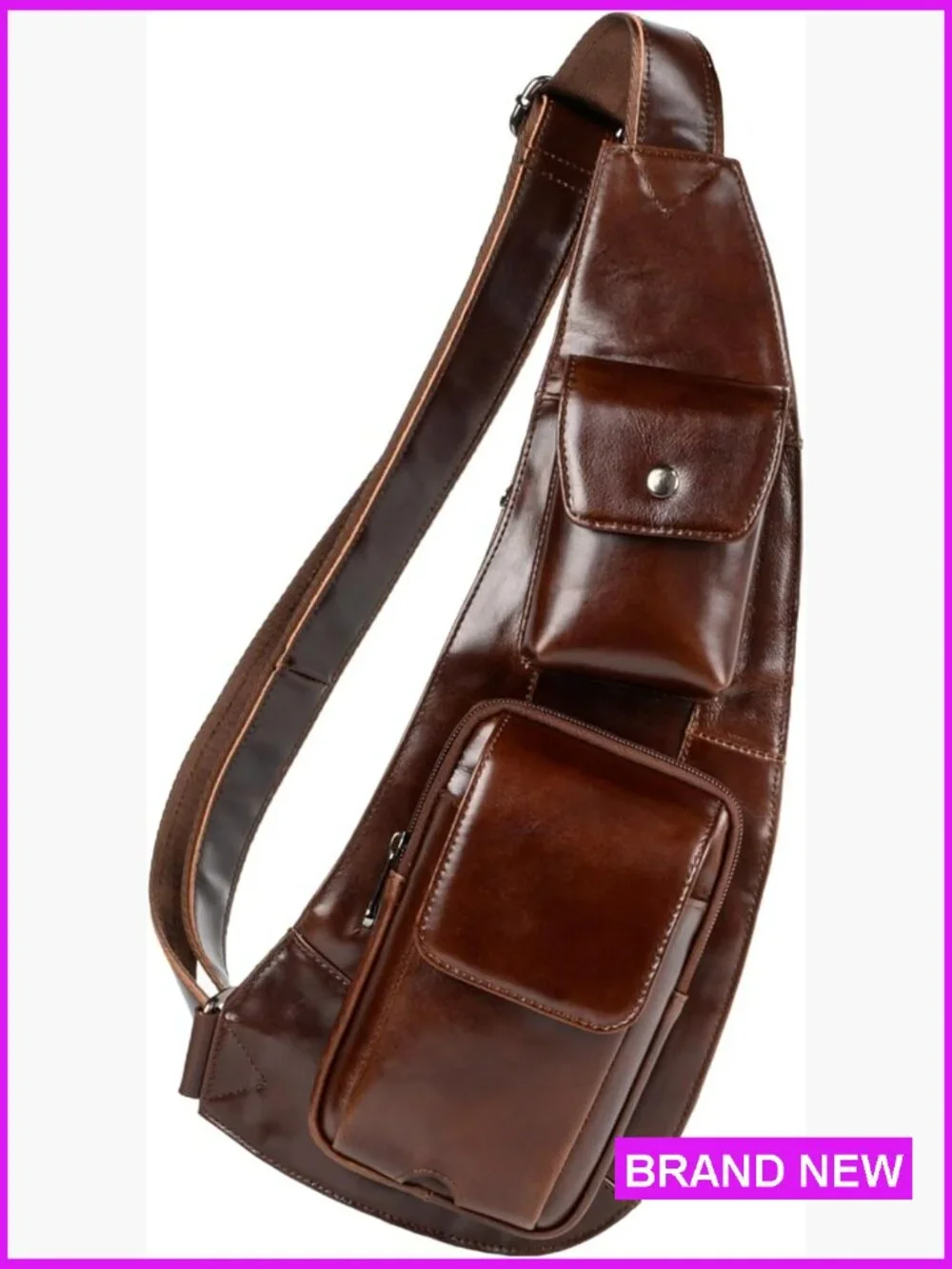 Genuine Leather Sling Bag Crossbody Shoulder Chest Pack Travel Purse